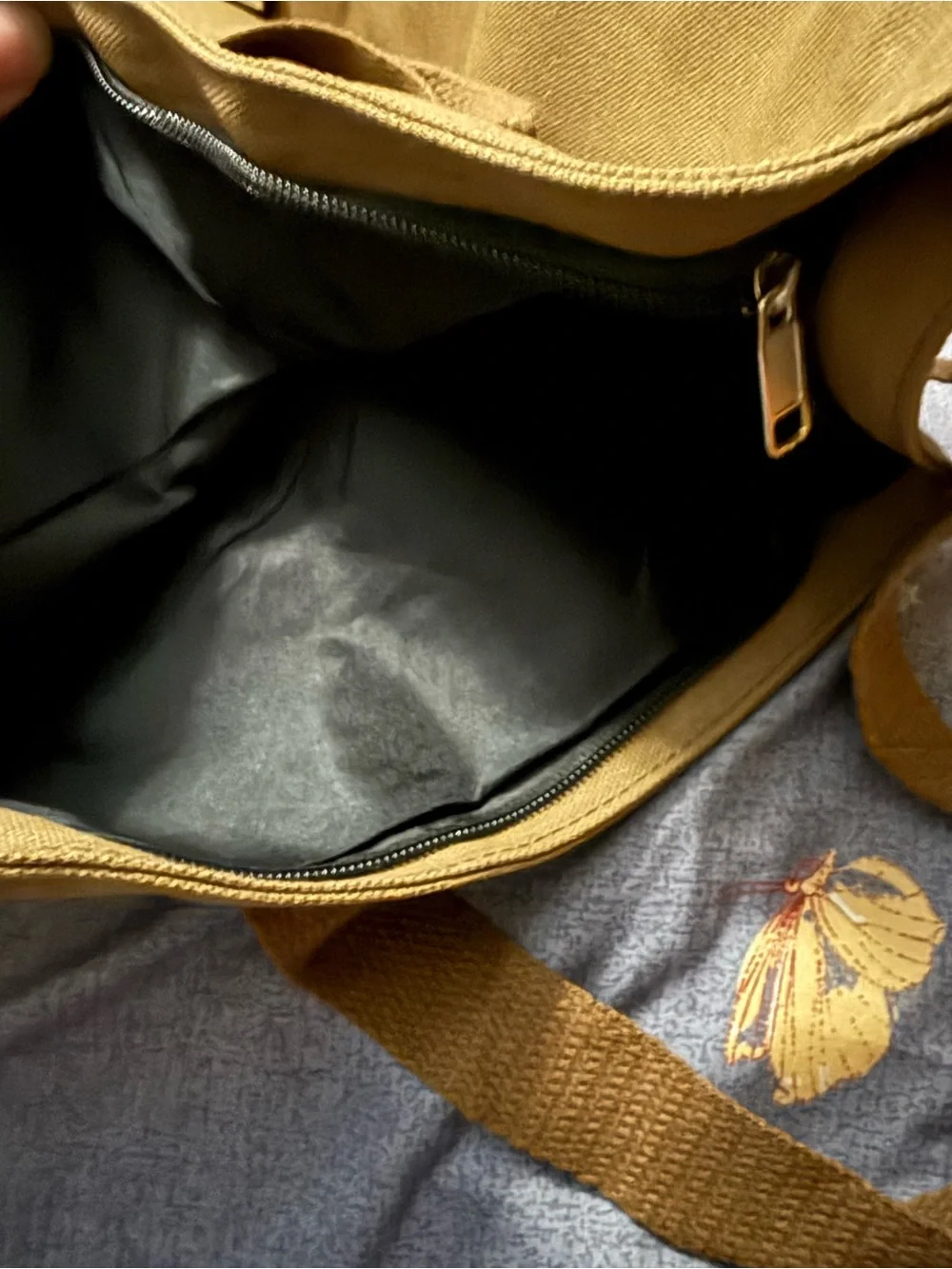 Brown Cat Canvas Tote Bag with Black Cat Print
